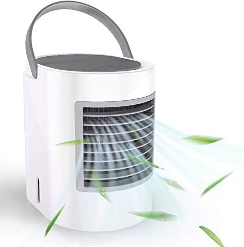 ShookOne Portable Air Conditioner Small Personal USB Air Cooler, Humidifier and Purifier Desktop Cooling Fan with Breathing LED Night Light and 3 Speeds for Office Home Travel (Gray)