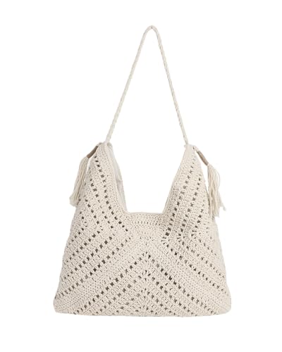 Bolso Playa Boho Crochet Algodón con Borlas miniatura 1