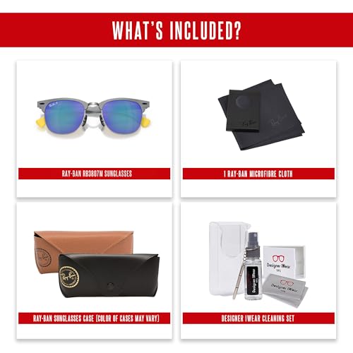 Ray-Ban Scuderia Ferrari Collection RB3807M 51MM Square Sunglasses For Men For Women +BUNDLE with ACCESSORY EYEWEAR KIT2