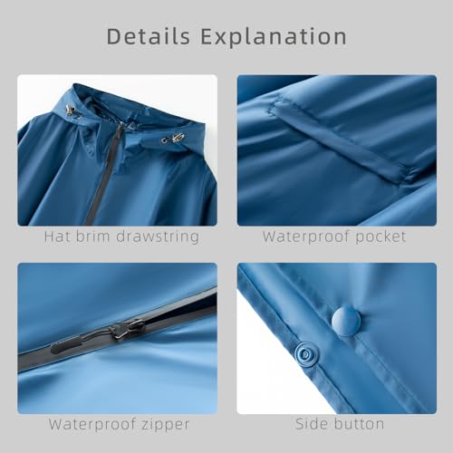 Cloak raincoat Unisex poncho Adult hooded men and women with pockets Mountaineering hiking rainstorm prevention - Image 5