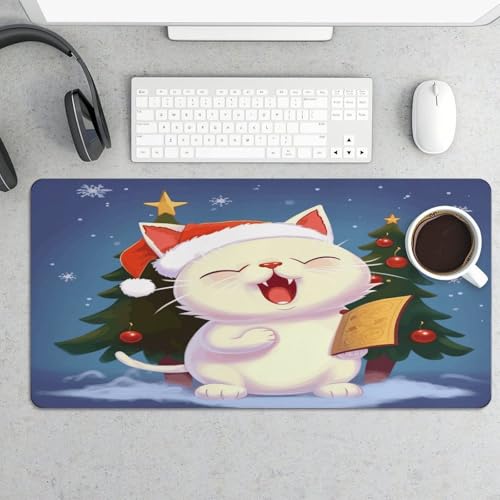 Alfombrilla de ratón de escritorio grande de goma con diseño de gato miniatura 5
