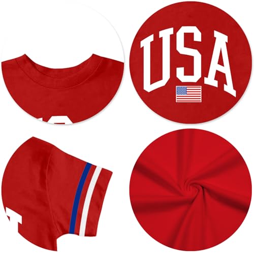 Image of Ithalt Toddler Boys Girls American Flag Shirts 4th of July Tshirt Kids USA Patriotic Tee Independence Day Outfit(3-7y)