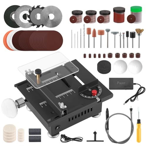 Mini Multifunktions Tischkreissäge 100W Tragbare Mini Tischkreissäge 7 Gang Netzteil 0-90 Schneiden Elektrischer Holzschneidetischcutter Verstellbare Gehrungstischsäge für Holz Kunststoff Acryl (2)