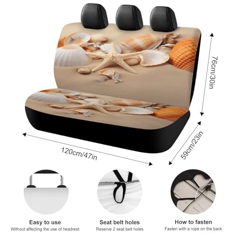 Fundas de asiento de coche para camiones y SUV con diseño playero de Seashells 2