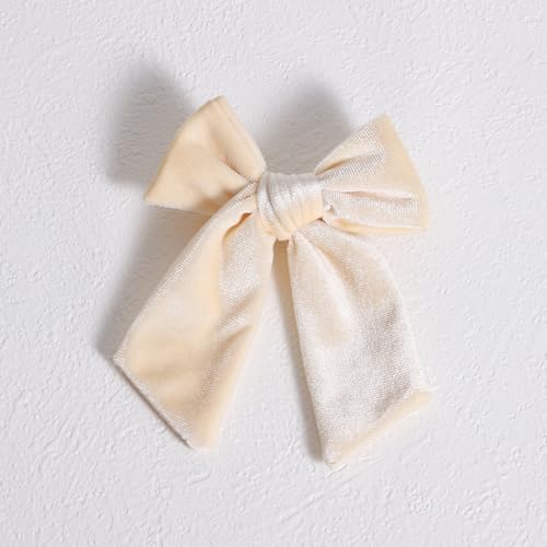 Moños de terciopelo crema con clips de 4 pulgadas, pack x2 miniatura 5