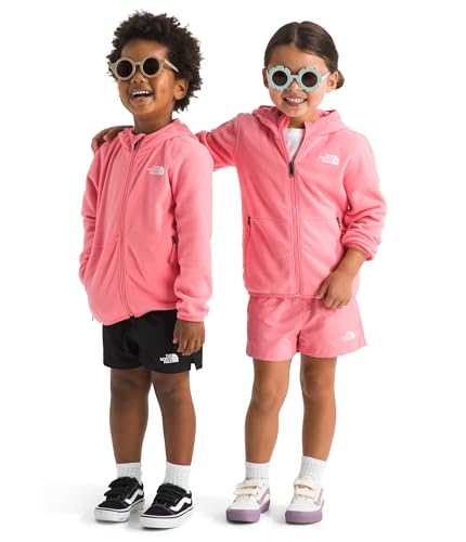The North Face Kids Glacier Full Zip Hooded Jacket - Lightweight Fleece Hoodie for Boys & Girls Secure Zip Hand Pockets Coral Crush 6