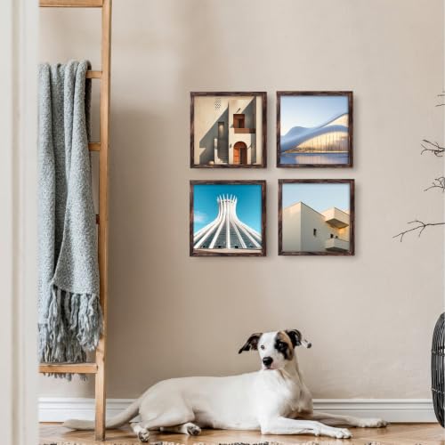 Image of BESCRCL 12x12 Picture Frame Wall Hanging, Engineered Wood Photo Frames for 30 x 30cm Diamond Art Painting, Brown, 1 Pack
