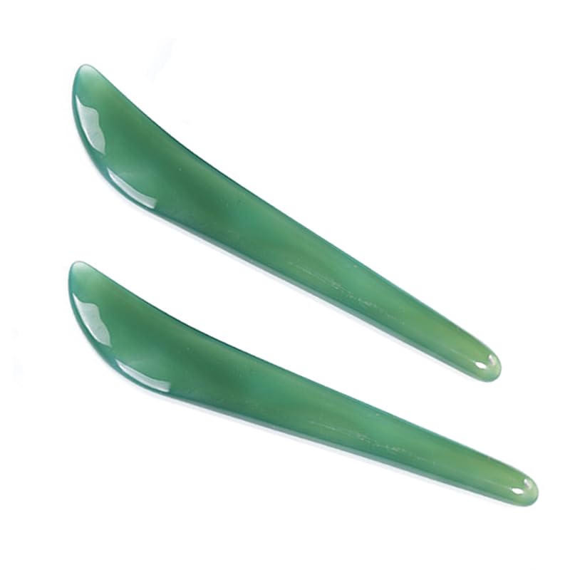 2Pcs Polishing Burnisher Natural Agate Knife Gold Silver Jewellery Hand Polishing Burnisher Tool,Agate Polishing and Polishing Agate Knife (Green)