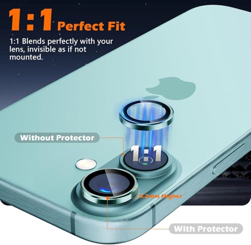 Image of NEXVEU PACK OF 2 Camera Lens Protector For IPHONE 16 /16 PLUS GREEN UHD 9H Glass, Anti Drop, Scratch Resistant, Case Friendly, Removable, Waterproof, Heavy Duty Camera Protector