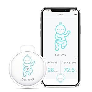 Sense-U Smart Baby Monitor with Real-time Notifications of No Abdominal Movement, Rollover, High/Low Temperatures, on…