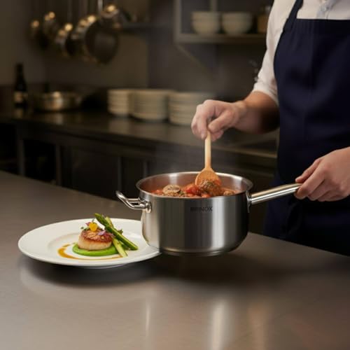 Panela Profissional 4,7L Brinox Aço Inox 24cm Fundo Triplo Com Cabo Cozinha Restaurante Avulsa