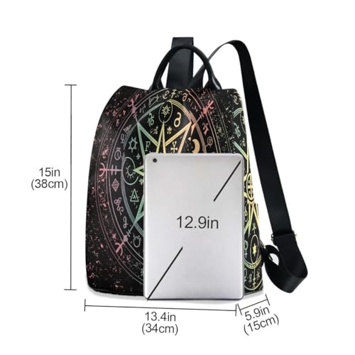 Image of ALAZA Mandala Zodiac Wheel Of The Year Astrological Signs Outdoor Backpack Bags for Woman Ladies