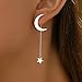 Silver Moon and Star Earrings for Women Celestial Earrings