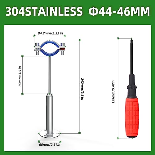 TAISHER 3PCS 304 Stainless Steel Wall Mount Ceiling Mount Adjustable Pipe Supports，Adjustable Pipe Strap Bracket Clamp，Suitable for 1-1/2 inch diameter tubes (44-46mm)，Adjustable Height 100-200mm by TAISHER - Image 2