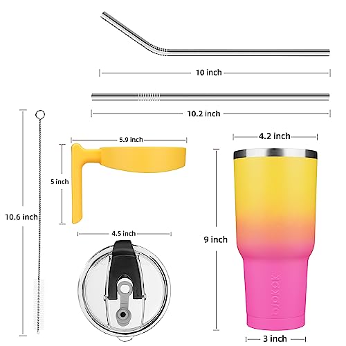 Image of BJPKPK 40 oz Tumbler with Handle & Straw, Insulated Stainless Steel Mug