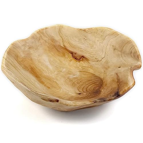 Yuemsh Wooden Fruit Salad Serving Bowl Hand-Carved Root Bowls Living Room Real Wood Candy Bowl 15-19cm, Wood Color - Image 3