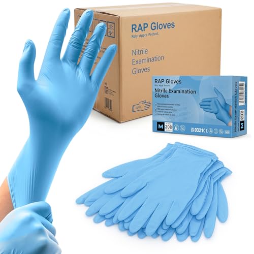 Image of RAP Gloves Blue Nitrile Gloves Medium - 1000 Disposable Gloves Case Powder Free Latex Free - Tear Resistant Examination Gloves, Food Safe - for Care, Catering, Cleaning, Salon and Trade
