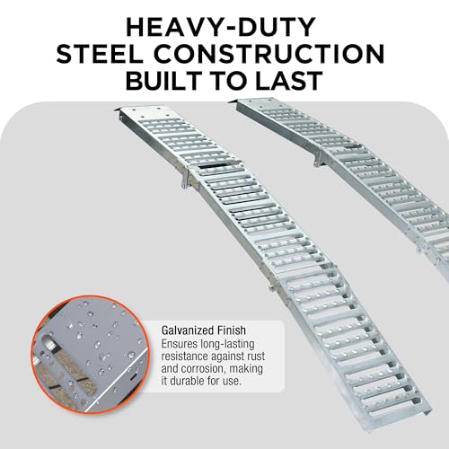 Rockland 72\" x 9\" Tri-Fold Steel Truck Ramps, 1000 LBS Capacity, Folding Trailer Ramps for Motorcycles, Ebikes, Dirtbikes and ATVs, Heavy Duty Loading Ramps for Trailer Pickup Truck, 2 Pcs