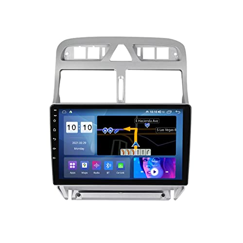 HTXPSM Android 10.0 - Reproductor de DVD estéreo para coche, navegación GPS táctil, radio 2 DIN para Peugeot 307 2004-2013, navegación GPS, pantalla táctil de 9 pulgadas, reproductor multimedia MP5,
