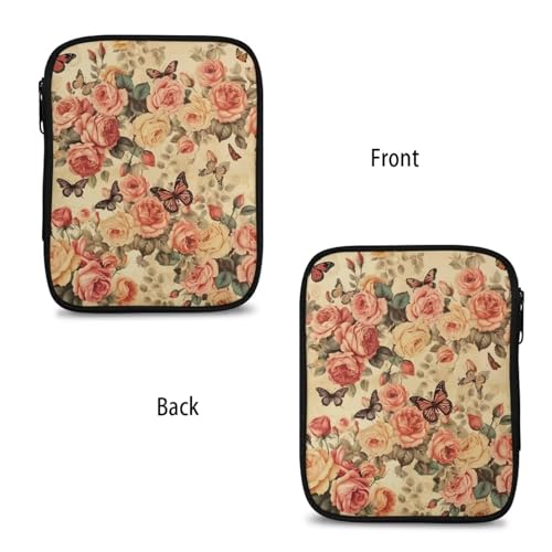 Image of Crochet Hook Case Vintage Flower Crochet Hook Holder Portable Crochet Hook Storage Bag with Web Pockets Suitable for Crochet Needles /Knitting Accessories