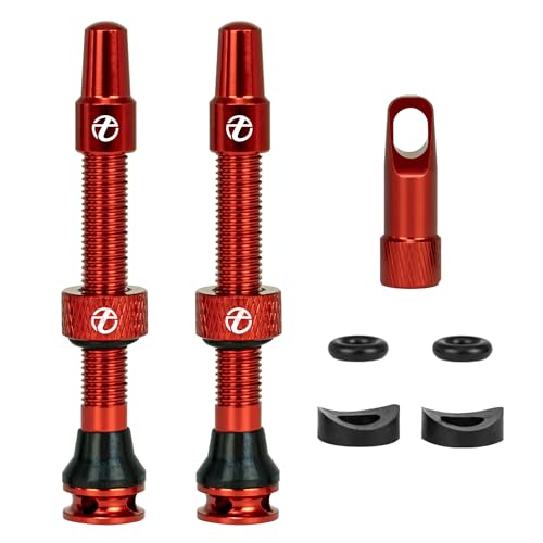 Thinvik Valvola Presta Tubeless 48mm Valvole superleggere per pneumatici tubeless, disponibili in vari colori e misure (coppia). Include copri-valvola e chiavetta per smontaggio nucleo.