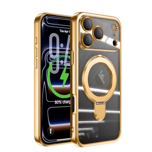Wirvyuer iPhone 17 Pro �p �P�[�X Magsafe�Ή� �����Y�ی�t�B�����t�� �X�^���h�@�\ �c�����Ή� �����O�@�\ ���� �N���A �X�}�z�P�[�X �ϏՌ� ���^ ������ꗎ���ی� ��phone17pro�p ���b�L �d�t �g�уJ�o�[(�S�[