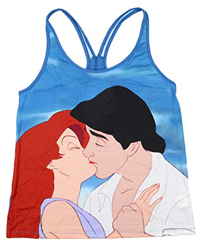 Image of Disney The Little Mermaid Kiss The Girl Blue Keyhole Tank Top X-Large