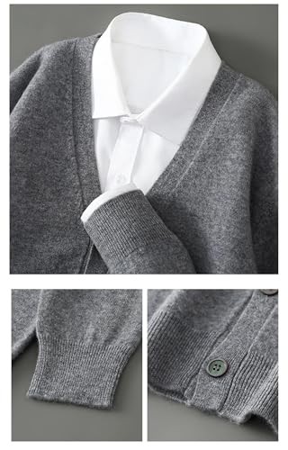 Men's V Neck Cardigan Sweater Single Breasted Loose Fitting Knitted Wool Sweater Tops Black4