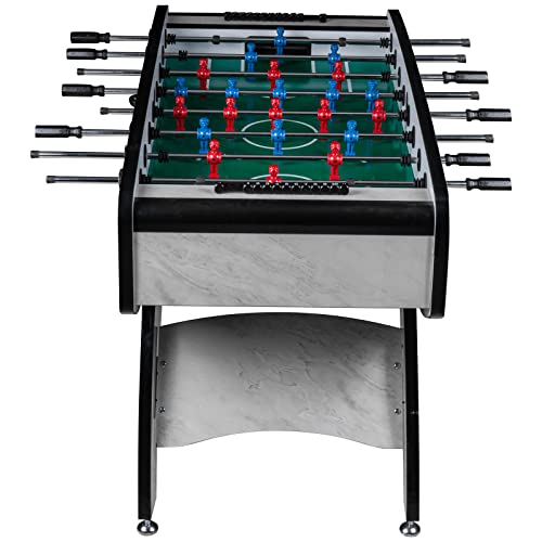RAMROXX Fußball Tischkicker Profi Design Weiß grünes Spielfeld Figuren Blau Rot 80kg – Bild 4