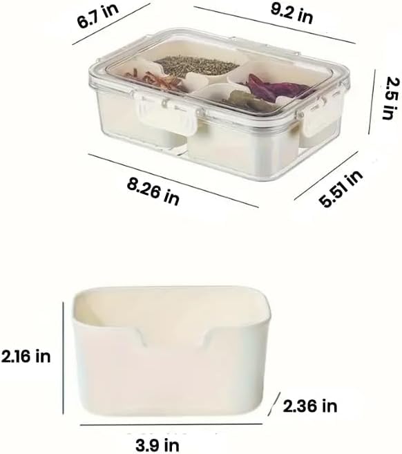 Menae Moon 4 Comparments Divider Snack Tray with Secure Lid and Handle, Portable Party Platter, Reusable & Easy Carry Handle Charcuterie Container for Party, Veggies, Snack, Fruit