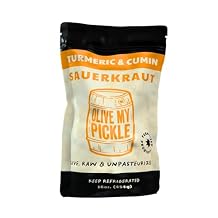Olive My Pickle Fermented Sauerkraut - 48 Ounces | 3-Pack Bundle of Probiotic Turmeric and Cumin Sauerkraut with Natural Probiotics and Digestive Enzymes for Gut Health - 16 oz Per Bag