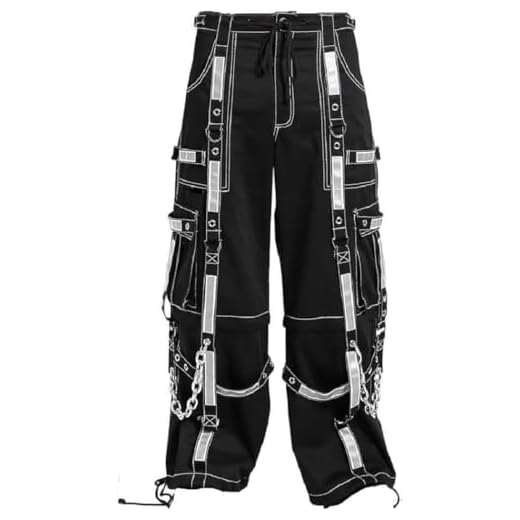 Tripp Men Gothic Bondage Reflective Men Pant Alternative Punk Rock Emo Trouser Pant Shorts (X-Large) Black
