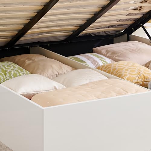 Image of Home Centre Senorita Elena Queen Bed |Engineered Wood with Hydraulic Bed Queen Bed| (Cream) |1 Year Warranty