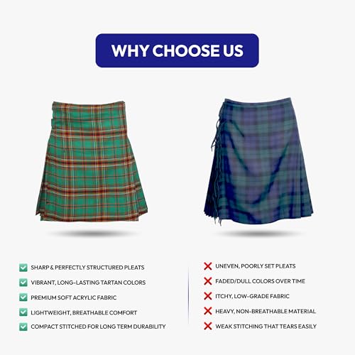 Image of 8 Yard Mens Kilt - Authentic Tartan Kilt for Men Highland Outfit for Weddings & Traditional Scottish Wear
