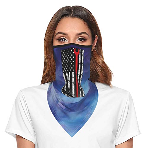 MATEH American Ironworker Neck Gaiter Balaclava Bandana Headwear for Dust Wind Sun Uv, Face Cover Scarf Ear Loop Filter Protection