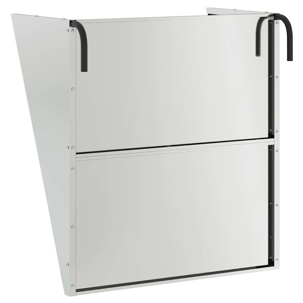 Comedero colgante de heno de acero galvanizado plateado, 61 x 33 x 66 cm, para interior y exterior, 5 kg de capacidad, resistente a la intemperie, robusto comedero para ganado moderno