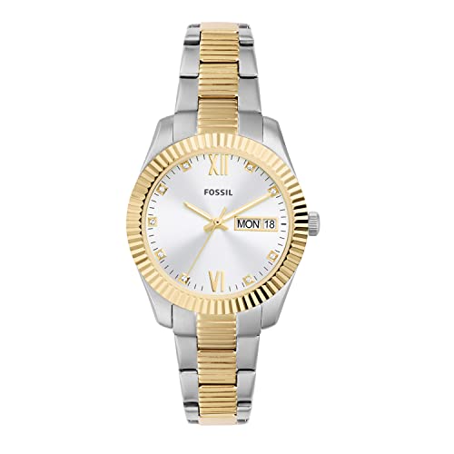 scarlette mini three hand date two tone stainless steel watch