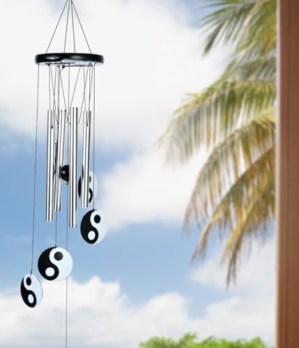 Image of ZAICUS Wind Chimes for Balcony - Elegant Wind Chime for Home Positive Energy - Yin-Yang Metal Tube Wind Chimes for Living Room, Garden, Patio & Meditation Space