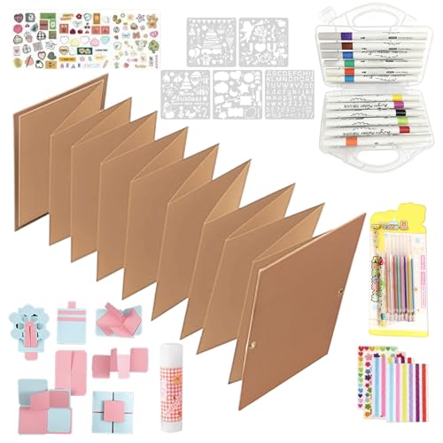 Álbum de acordeón, pequeño cuaderno de recuerdos de papel plegable y extensible – Colección de creaciones de fotos para álbumes de recortes – para graduarse de boda, cumpleaños, fiestas de San