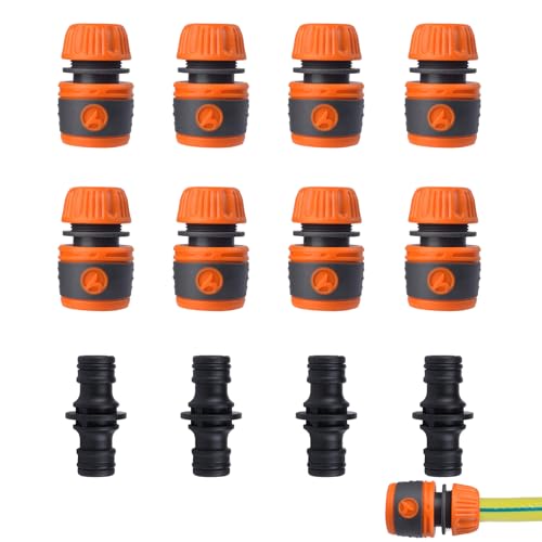 Schlauchkupplung 1/2 Zoll, 12-Teiliges Schlauchanschluss Set mit 8 Schlauchverbindern und 4 Adaptern, Schnellkupplung Gartenschlauch Anschluss, Wasserschlauch Verbinder, Gartenschlauch Zubehör Schlauchkupplung 1/2 Zoll, 12-Teiliges Schlauchanschluss Set mit 8 Schlauchverbindern und 4 Adaptern, Schnellkupplung Gartenschlauch Anschluss, Wasserschlauch Verbinder, Gartenschlauch Zubehör