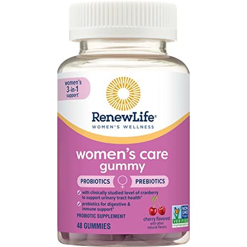 Renew Life Probiotics for Women Gummies, 2 Billion CFU, Soy Dairy & Gluten Free, with Prebiotics, Probiotics & Cranberry, Supplement for Digestive, Vaginal & Immune Health 48 Gummies