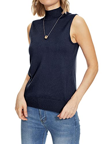 Image of INKOFF Sleeveless Mock Neck Turtleneck Knit Tops Women Dressy Casual Sweater Vest Business Work Tank