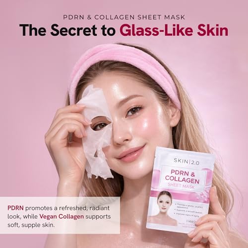 Image of Skin 2.0 PDRN Face Mask with Collagen - Dermatologist Tested, Anti Aging, Korean Skin Care - Deep Hydration, Firming & Plumping, Supports Barrier Repair - Clean Beauty - 5 Count