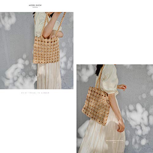 Bolso de hombro tejido a mano con flores de perla miniatura 7