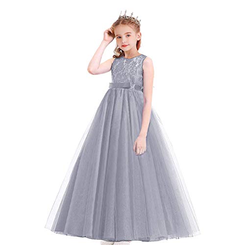 Flower Girls Sleeveless Wedding Party Dress Vintage Princess Birthday Tulle Lace A-Line Evening Dance Ball Gown
