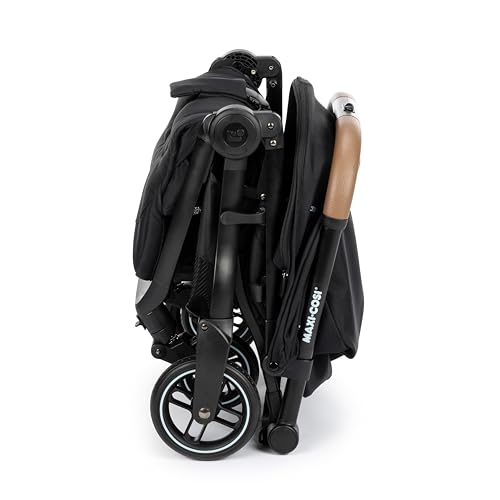 Image of Maxi-Cosi Eva Lightweight Baby Stroller,0-4Years, Automatic One-Hand Fold, Flat Recline,Carry Strap,Puncture-Proof Wheels,5-Point Harness,Mosquito Net,Bumper Bar, Compact &Travel-Friendly Pram, Black