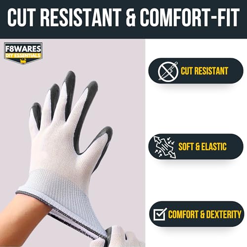 10 Pairs Nitrile Coated Safety Gloves for Men Industrial Hand Gloves for All Purpose Working & Gardening - Gloves for Gardening Work - Cut Resistant