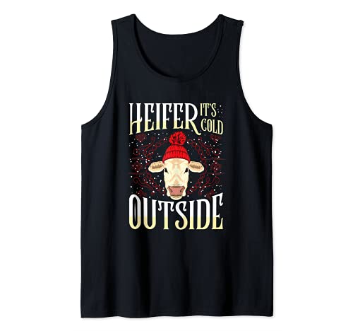 Heifer it cold Outside X-mas Regalo Heifers Vaca Navidad Camiseta sin Mangas