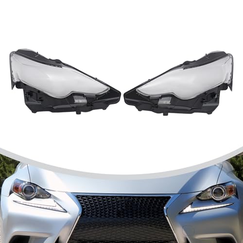 XIJIE for 2014 2015 2016 Lexus IS250/ 300/350 Pair Headlight Lens Covers Driver's Left Side and Passenger's Right Side Clear Black Lens LH+RH
