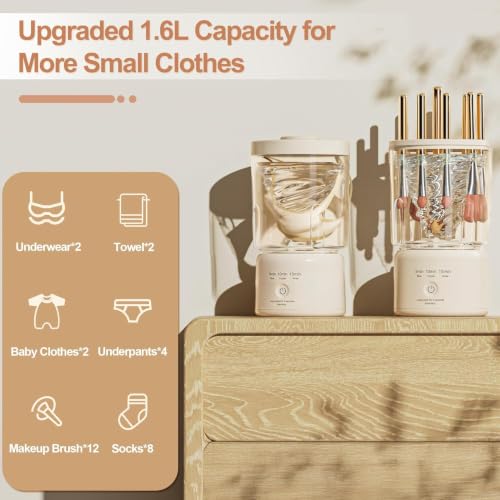 Image of Portable Mini Washing Machine, Rechargeable Underwear Washing Machine Makeup Brush Cleaner Machine Small Clothes Mini Washer for Home, Hotel, Travel and Camping (Cream)